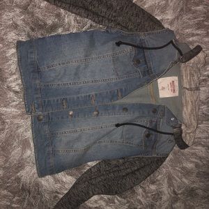 Jean jacket/sweater with hoodie